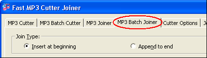 Click tab "MP3 Batch Joiner"