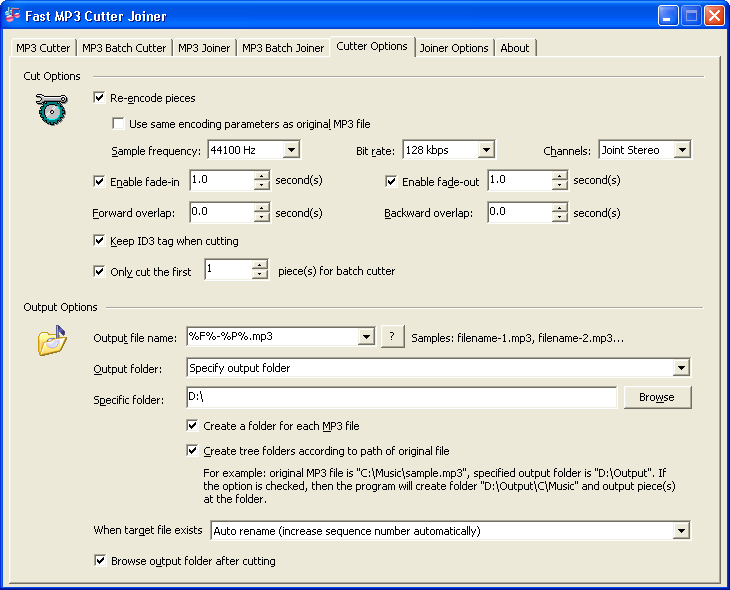 Cutter Options