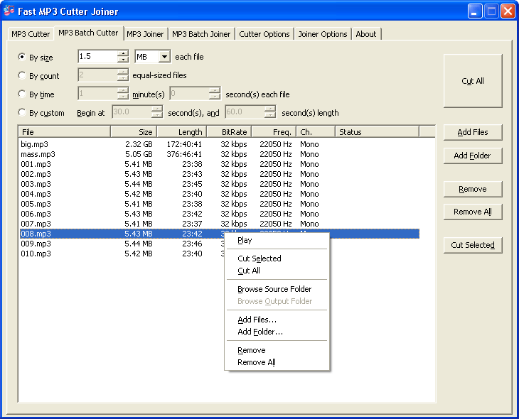 MP3 Batch Cutter
